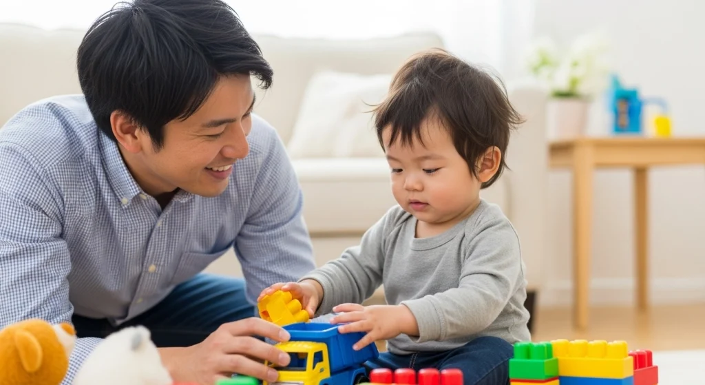 子供と遊ぶ父親