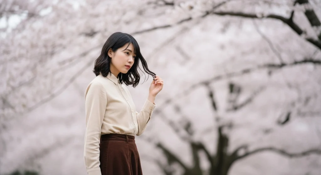 髪を触る女性