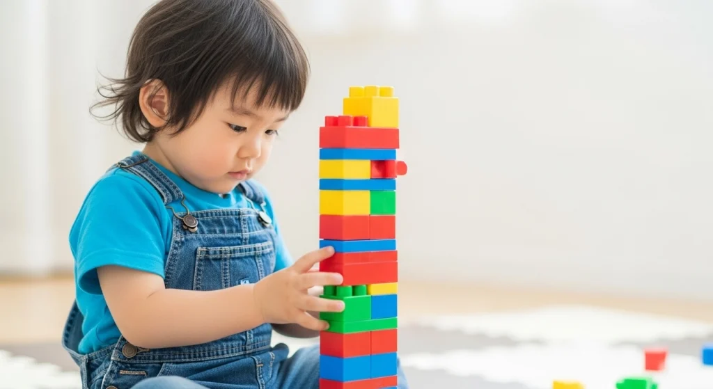 ブロックで遊ぶ男の子